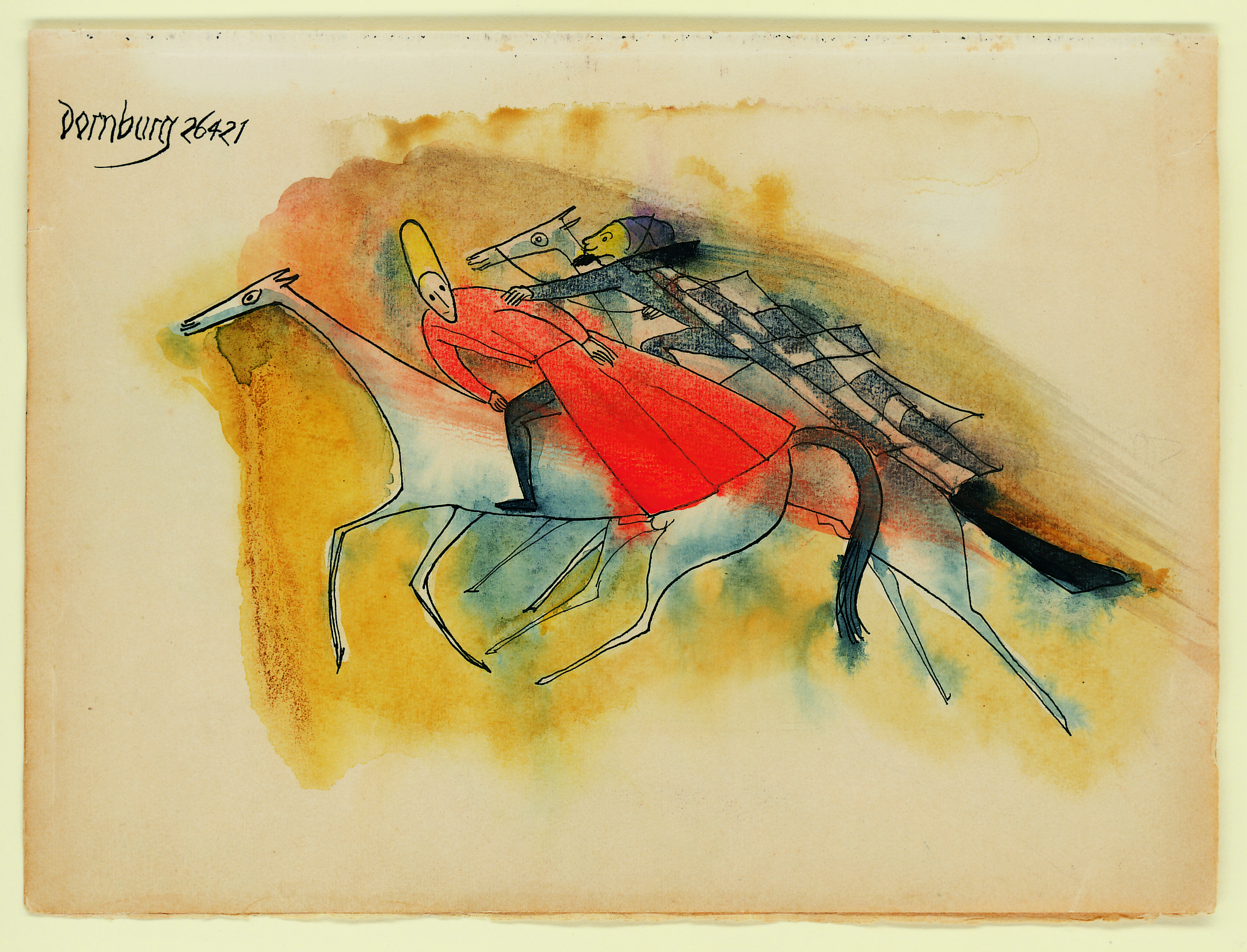 Gerhard Marcks, „Reiter“ aus dem Dornburger Skizzenbuch, 1921 Tinte und Aquarell, 173 x 235 mm - Gerhard-Marcks-Stiftung, Bremen (Foto © Rüdiger Lubricht)